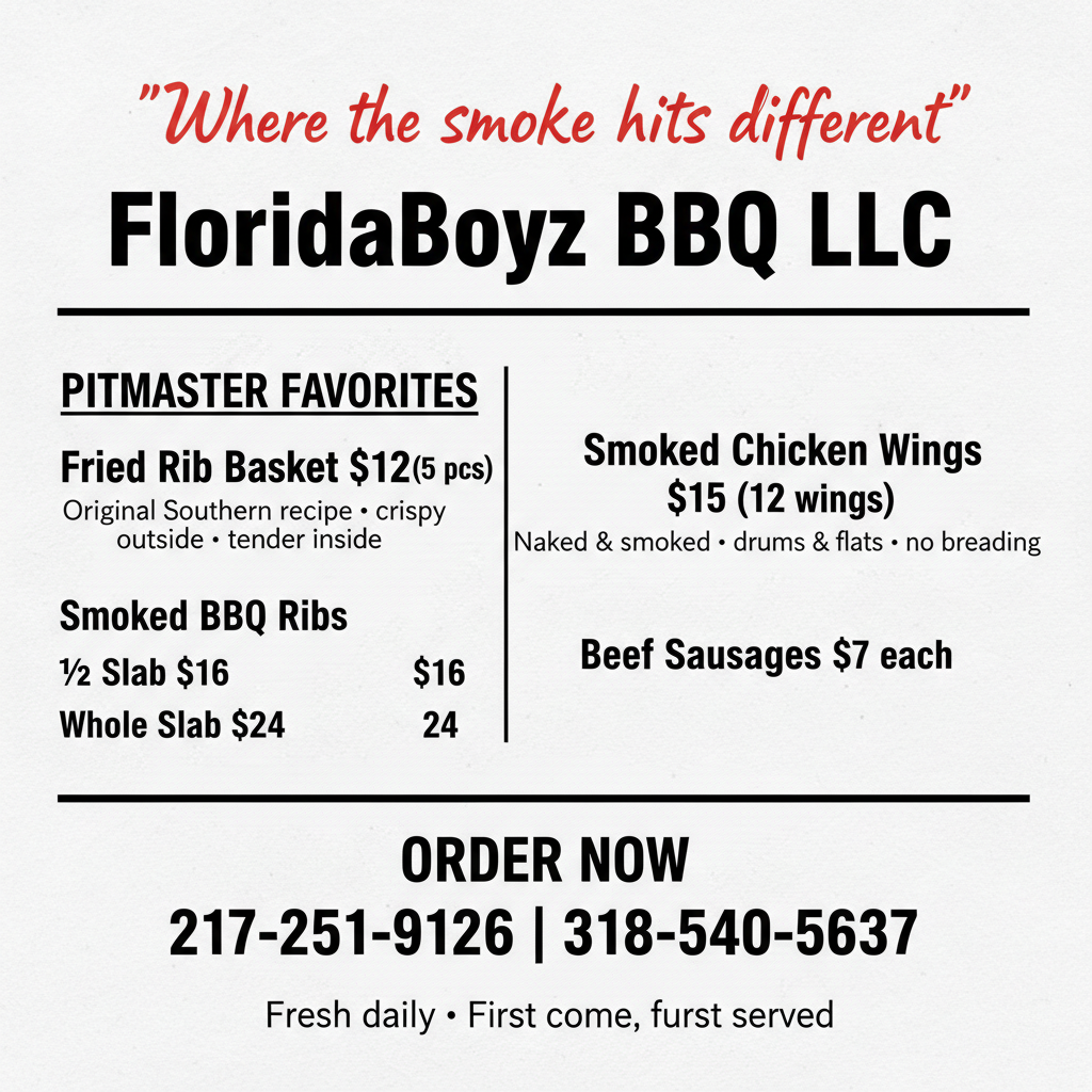 Flaboyz BBQ Menu
